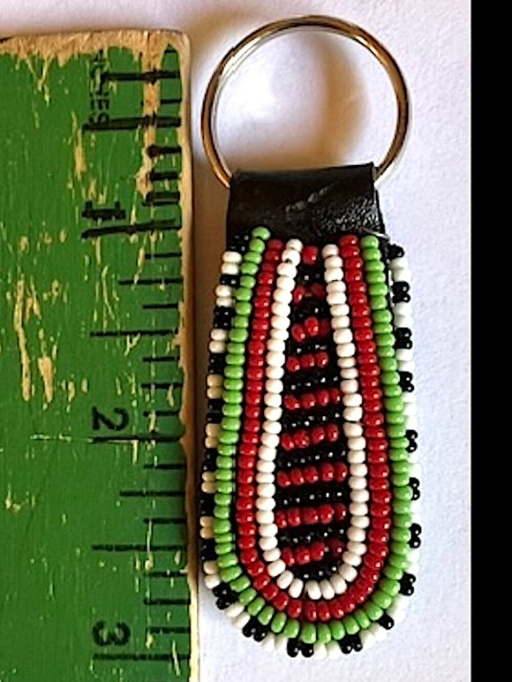 African Maasai Beaded Keychain Keyring FOB 3"